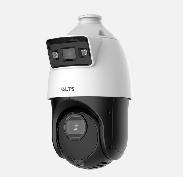 LTPTZIP4C44W-X25IR, Platinum, IP, Dome, Dual Lens PTZ: 4” 25x 4MP PTZ with 4MP Fixed Lens, 2.8mm, PTZ: 4.8 to 120mm, 120dB WDR, Micro SD card slot, IP66, IR 330ft, Auto Tracking, Color 24/7