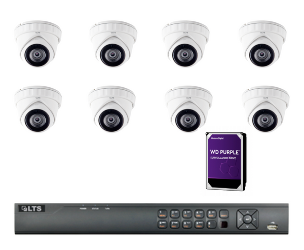 8 x 5MP HD-TVI Turret W/ 8 Ch DVR & 1TB WD HDD