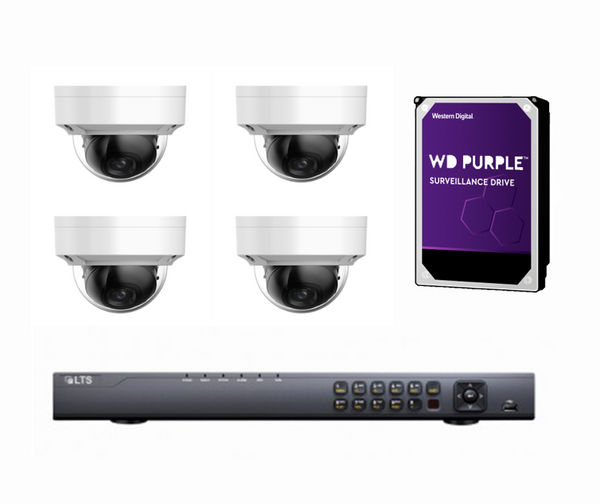 4 x 4MP IP Dome W/ 8 Ch NVR, 2TB WD HDD