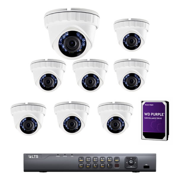 8 x 2MP HD-TVI Turret W/ 8 Ch DVR & 1TB WD HDD