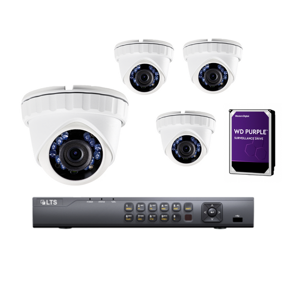 4 x 2MP HD-TVI Turret W/ 4 Ch DVR & 1TB WD HDD