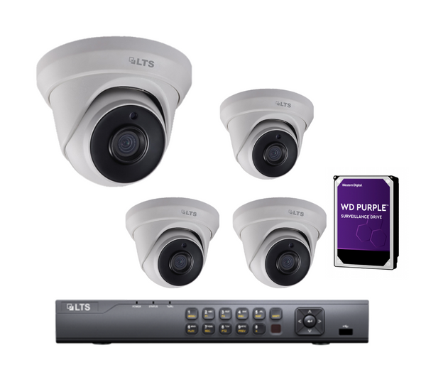 4 x 2MP HD-TVI Turret W/ 4 Ch DVR & 1TB WD HDD