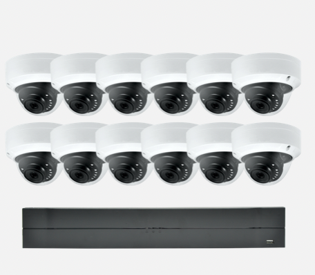 16 Channel NVR W/ 12 x 6MP Mini Dome Network Camera With 3.6mm Lens