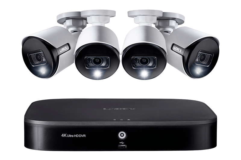 8-channel Smart DVR System with Four 2K (5MP) Deterrence Security Cameras