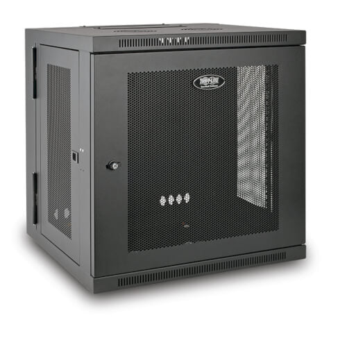 SmartRack 12U Low-Profile Switch-Depth Wall-Mount Rack Enclosure Cabinet, Hinged - Back