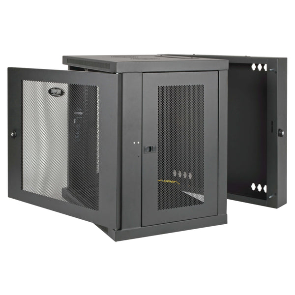 SmartRack 12U Low-Profile Switch-Depth Wall-Mount Rack Enclosure Cabinet, Hinged - Back