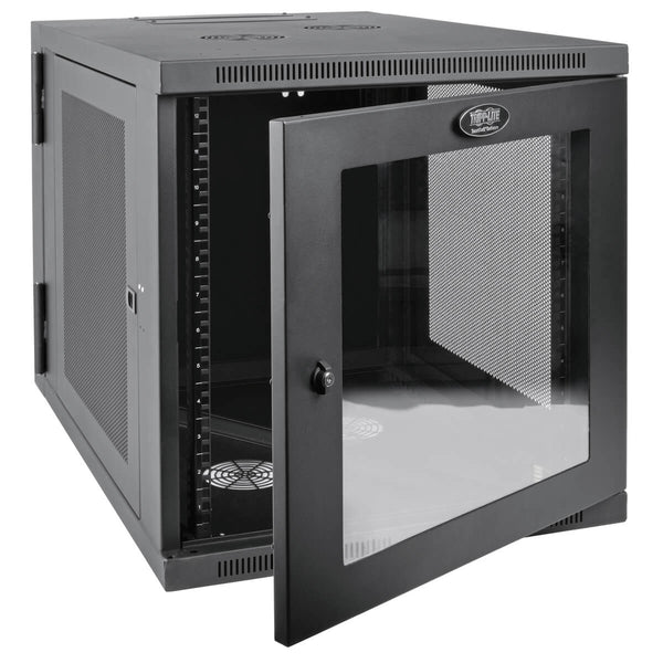 SmartRack 12U Server-Depth Wall-Mount Rack Enclosure Cabinet with Clear Acrylic Window, Hinged - Back