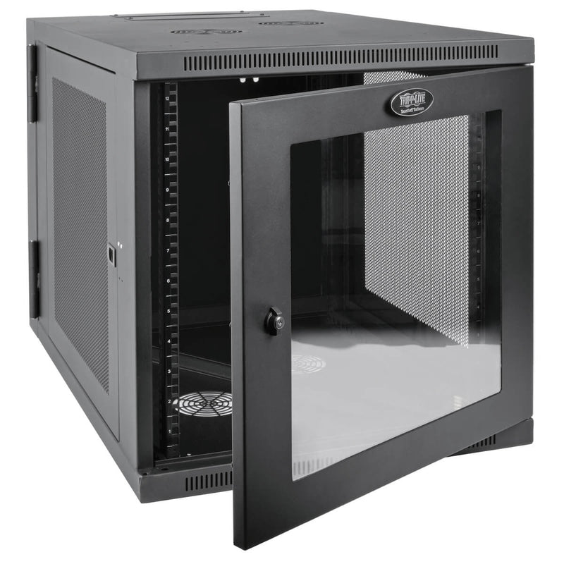 SmartRack 12U Server-Depth Wall-Mount Rack Enclosure Cabinet with Clear Acrylic Window, Hinged - Back
